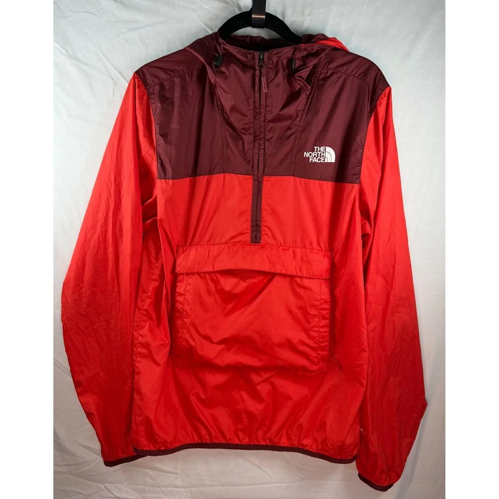 The North Face Fanorak Mens Small Red Burgundy Windbreaker‎ Jacket Quarter Zip